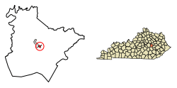 Location of Ravenna in Estill County, Kentucky.