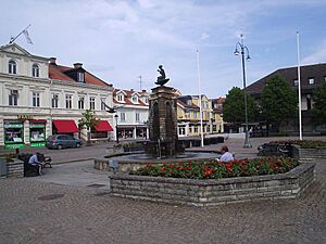 Fontänen på Stora Torget i Falköping, den 17 juni 2006