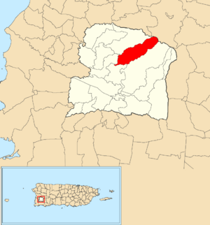 Location of Hoconuco Alto within the municipality of San Germán shown in red