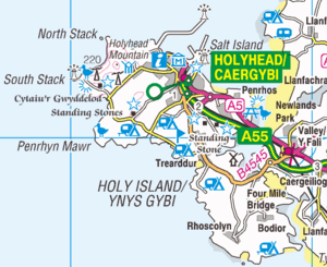 Holy Island, Anglesey 1-250,000 OS map 2010