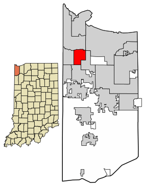 Location of Highland in Lake County, Indiana.