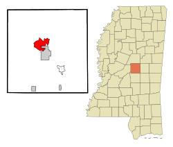 Location of Redwater, Mississippi