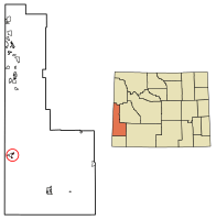 Location of Cokeville in Lincoln County, Wyoming.