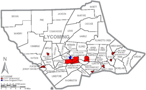 Map of Lycoming County Pennsylvania With Municipal and Township Labels