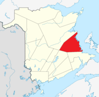 Map of New Brunswick highlighting Kent County