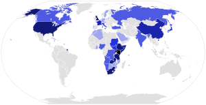 Map showing countries President Uhuru Kenyatta of Kenya has visited