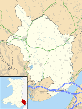 Map showing the location of Cefn Ila