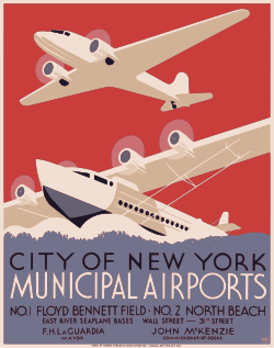 New York City municipal airports, WPA poster, ca. 1937