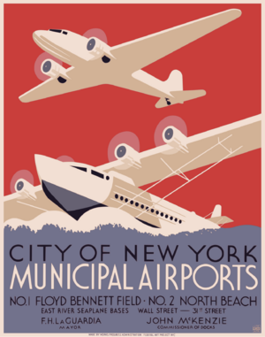 New York City municipal airports, WPA poster, ca. 1937