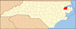 North Carolina Map Highlighting Washington County