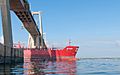 Oil tanker crossing the bridge over Lake Maracaibo 3