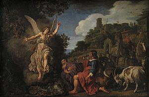 Pieter Lastman - The Angel Raphael Takes Leave of Old Tobit and his Son Tobias - Google Art Project