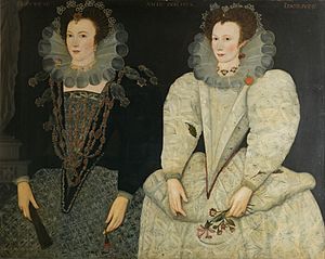 Portrait-of-Anne-Newdigate and Mary Fitton in 1592