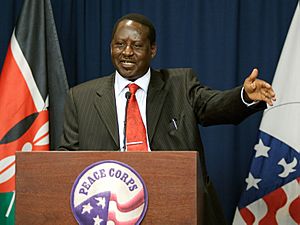 Raila Odinga speaking at visit to Peace Corps