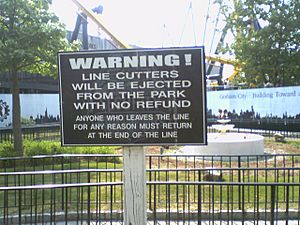 Six Flags Great Adventure warning sign