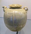 Teapot, celadon glaze ceramic - Lý dynasty, 11th-12th century AD - Vietnam National Museum of Fine Arts - Hanoi, Vietnam - DSC05386