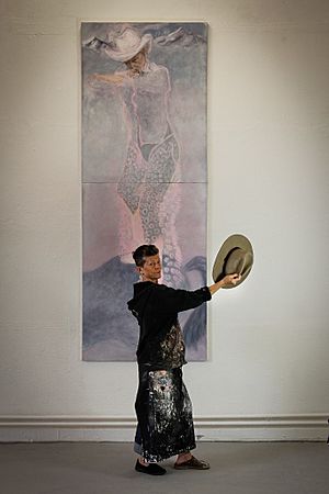 The artist with Portrait of the Artist as a Cowboy Entertainer