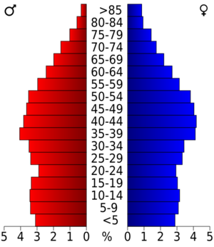USA Sevier County, Tennessee.csv age pyramid