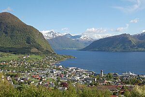 View of Volda and the Voldsfjorden