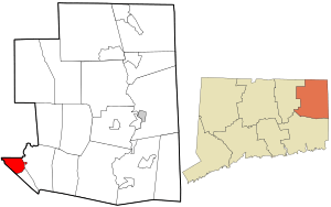 Location in Windham County and Connecticut