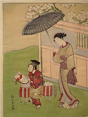 'Boy on Hobby Horse' by Suzuki Harunobu, Honolulu Museum of Art, 14653