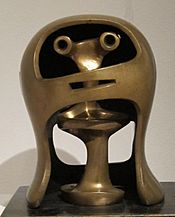 'Helmet Head No. 2', bronze sculpture by Henry Moore, 1955, Art Gallery of New South Wales