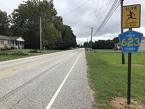 2018-09-10 13 49 12 View south along Salem County Route 623 (Main Street-Canton Road) just south of Church Road in Lower Alloways Creek Township, Salem County, New Jersey