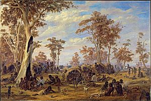 Alexander Schramm - Adelaide, a tribe of natives on the banks of the river Torrens - Google Art Project