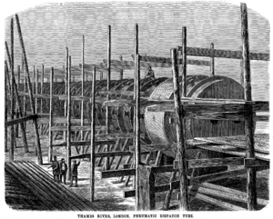 An iron tube for the Waterloo and Whitehall Pnumatic Railway