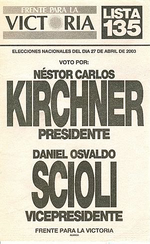 Boleta electoral - Elecciones de 2003 - Kirchner-Scioli