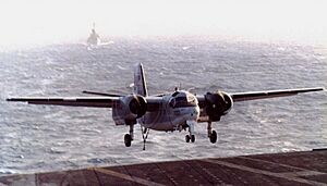 C-1A Trader landing on USS Midway (CV-41), circa in 1982