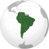 CONMEBOL orthographic projection Mapa CONMEBOL