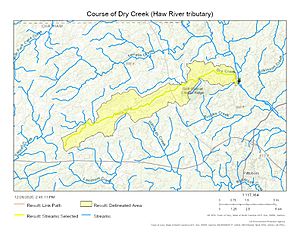 Course of Dry Creek (Haw River tributary)
