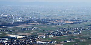Distant view of Yoshinogari Site from Mount Kawarake