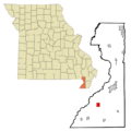 Dunklin County Missouri Incorporated and Unincorporated areas Senath Highlighted