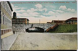 Grade crossing arch at Mill Street - postcard