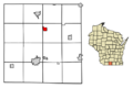 Green County Wisconsin Incorporated and Unincorporated areas Monticello Highlighted