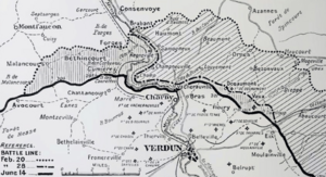 Ground captured by the German 5th Army, Verdun, February to June 1916