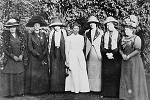 Helen Crawfurd, Janet Barrowman, Margaret McPhun, Mrs A.A. Wilson, Frances McPhun, Nancy A. John and Annie Swan