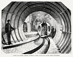Illustrated description of the Broadway underground railway (1872) by New York Parcel Dispatch Company., digitally enhanced by rawpixel-com 6