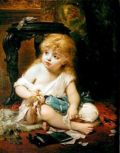 Joseph Coomans - Girl with a doll