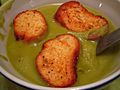 Large croutons in soup