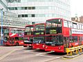London buses of Arriva, London General and Metrobus in West Croydon Bus Station, London 27 June 2007