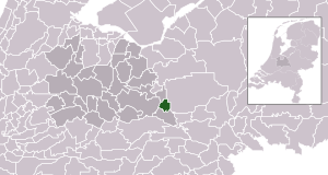 Highlighted position of Veenendaal in a municipal map of Utrecht