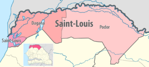 Map of the departments of the Saint-Louis region of Senegal