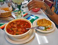 Mexican Beef Tripe Soup and Gordita - Sopa de Mondongo y Gordita