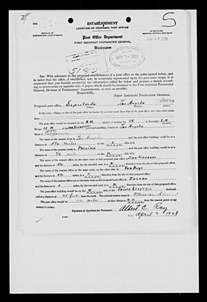Mission Acres Los Angeles Sepulveda Los Angeles post office application 1928 01