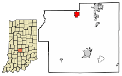 Location of Monrovia in Morgan County, Indiana.
