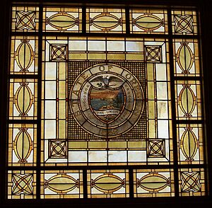 Oregon Supreme Court courtroom stainedglass