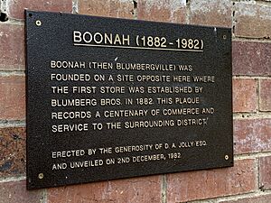 Plaque commemorating the centenary (1882-1982) of Boonah (formerly Blumbergville), 2020
